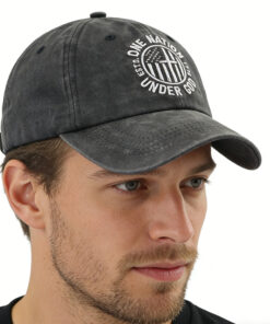 2Pcs One Nation under God Baseball Cap for Women Men, Adjustable Embroidered Wash Cotton Baseball Cap