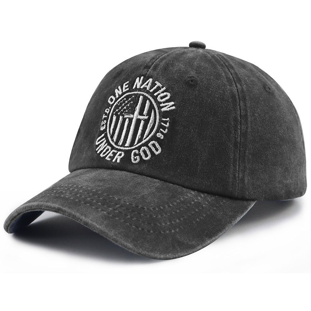 2Pcs One Nation under God Baseball Cap for Women Men, Adjustable Embroidered Wash Cotton Baseball Cap - Image 7