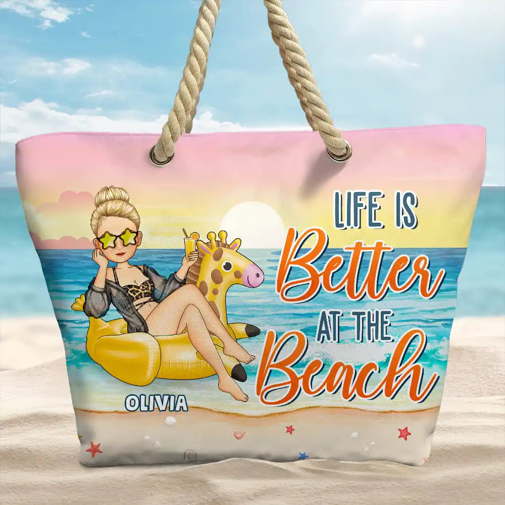 Sun Sand And A Drink In My Hand - Personalized Beach Bag - Image 2