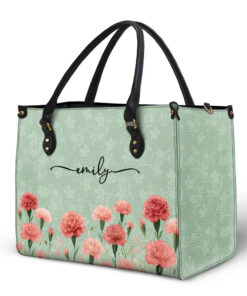 Alternative view of Birth Month Flower Watercolor Blooming In Love - Personalized Leather Bag