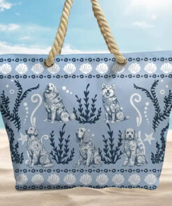 Alternative view of Chinoiserie Toile Dog Marine Pattern - Personalized Beach Bag