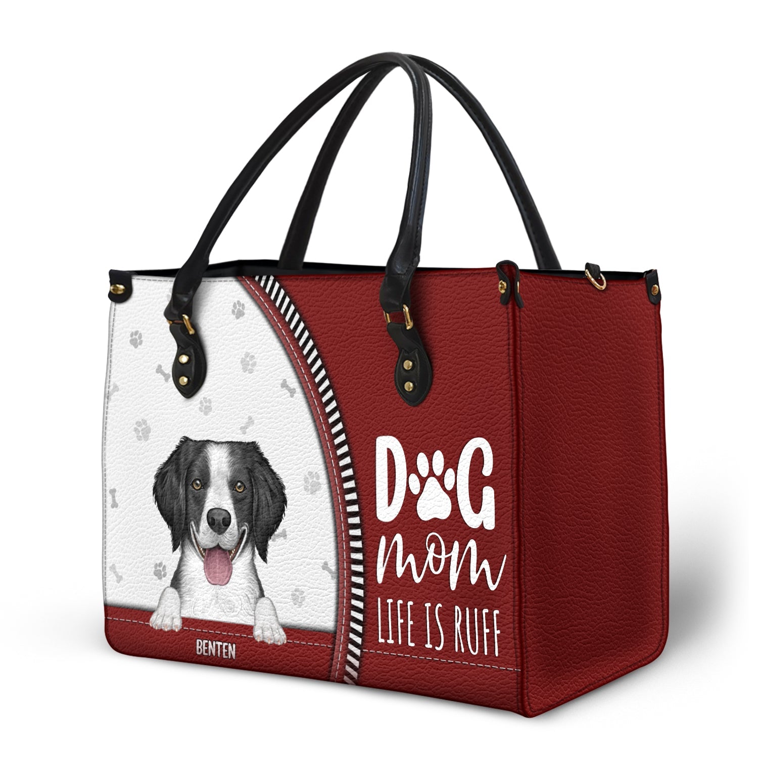 Dog Mom Life Is Ruff - Gift For Dog Mom - Personalized Leather Bag - Image 2