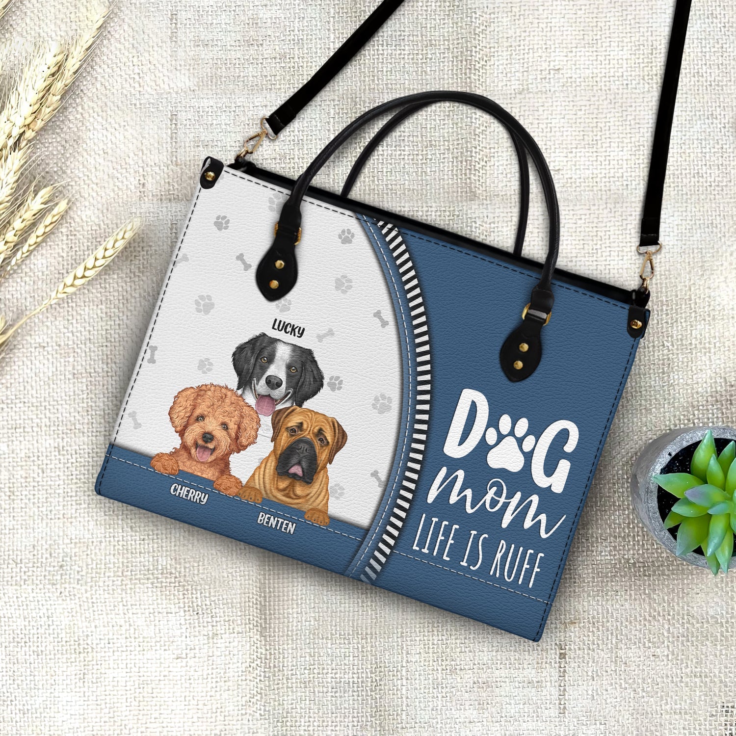 Dog Mom Life Is Ruff - Gift For Dog Mom - Personalized Leather Bag - Image 4