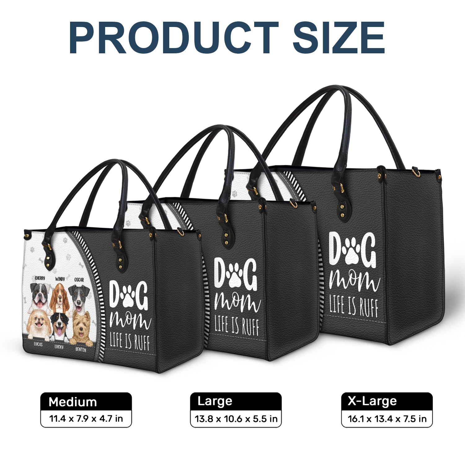 Dog Mom Life Is Ruff - Gift For Dog Mom - Personalized Leather Bag - Image 5