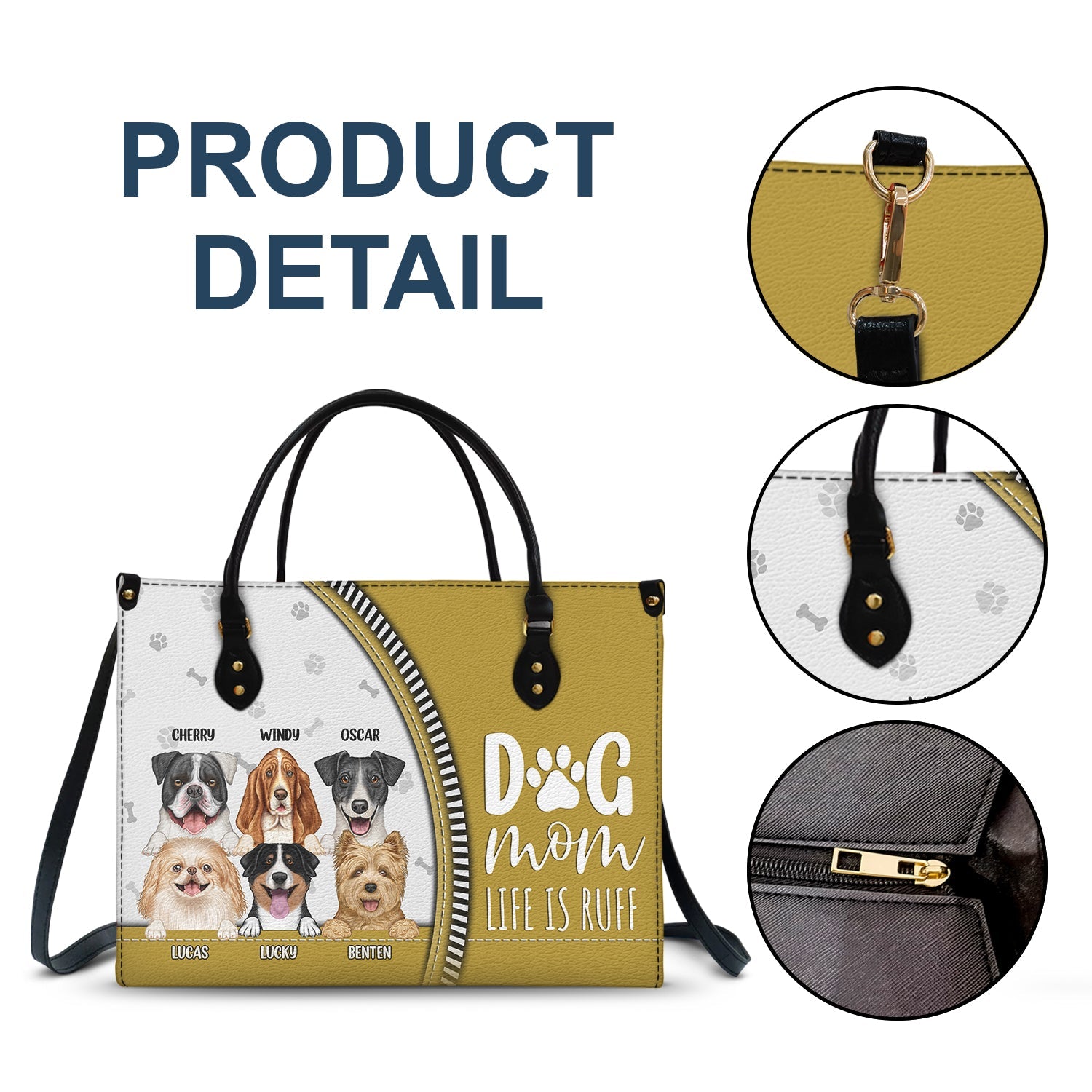 Dog Mom Life Is Ruff - Gift For Dog Mom - Personalized Leather Bag - Image 6