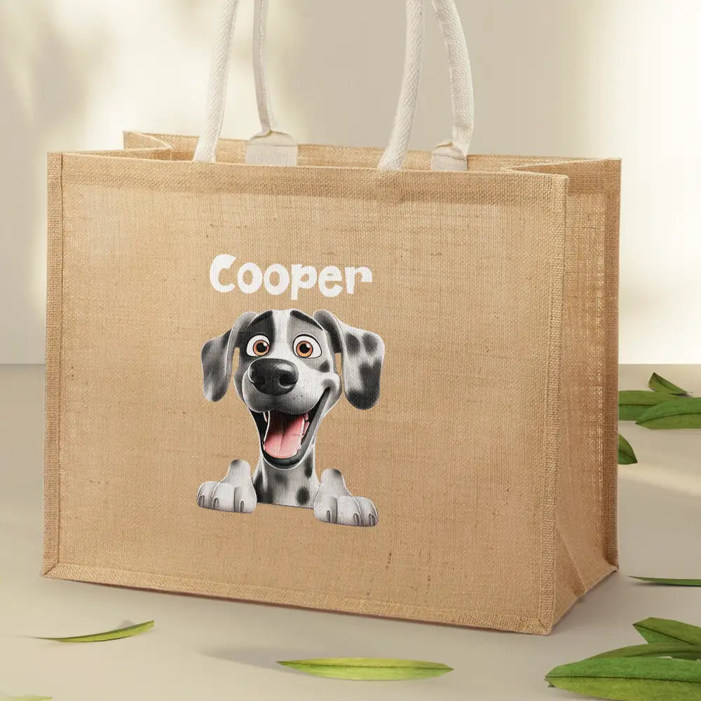 Dog Mom Cat Mom - Personalized Jute Beach Bag - Image 2