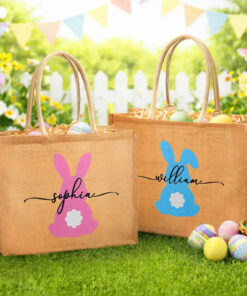 Easter Egg Hunt - Personalized Jute Beach Bag