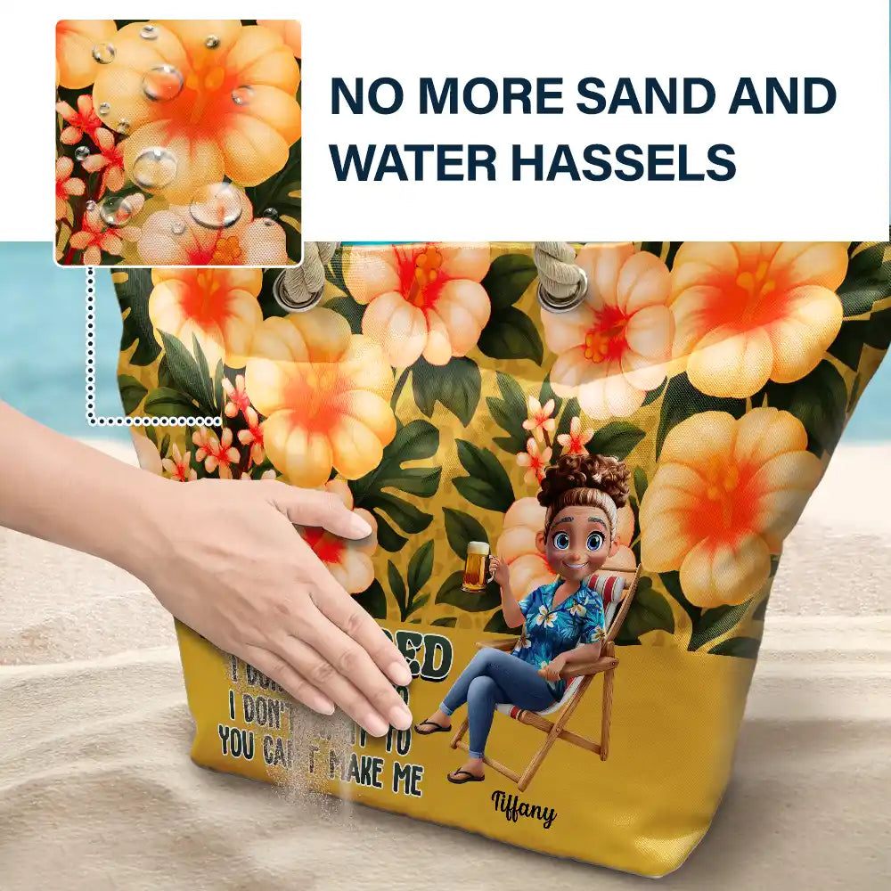 Funny I'm Retired I Don't Have To - Personalized Beach Bag - Image 6