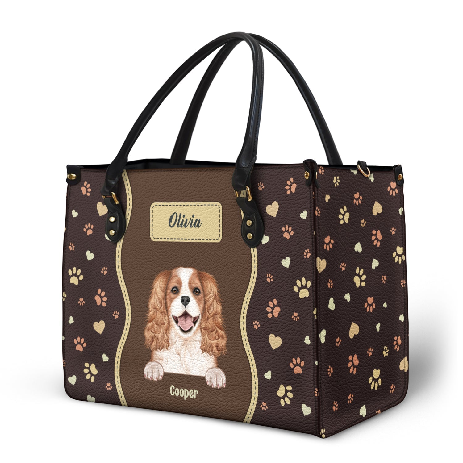 Fur Mom With Love - Gift For Pet Lovers, Pet Mom - Personalized Leather Bag - Image 2
