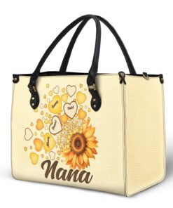 Alternative view of Grandma Mom Kids Sunflower - Gift For Mother, Grandmother - Personalized Leather Bag