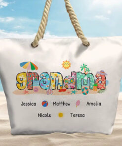 Mom Grandma Beach Summer Vibe - Personalized Beach Bag