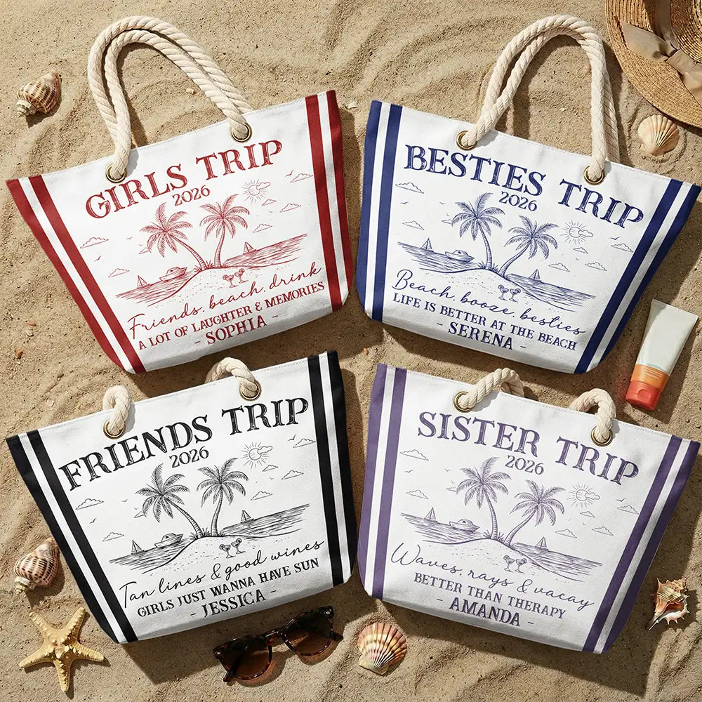 Girls Trip Friends Beach Drink - Personalized Beach Bag
