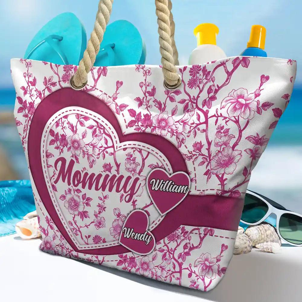 Grandma Mom Toile De Jouy - Personalized Beach Bag - Image 4