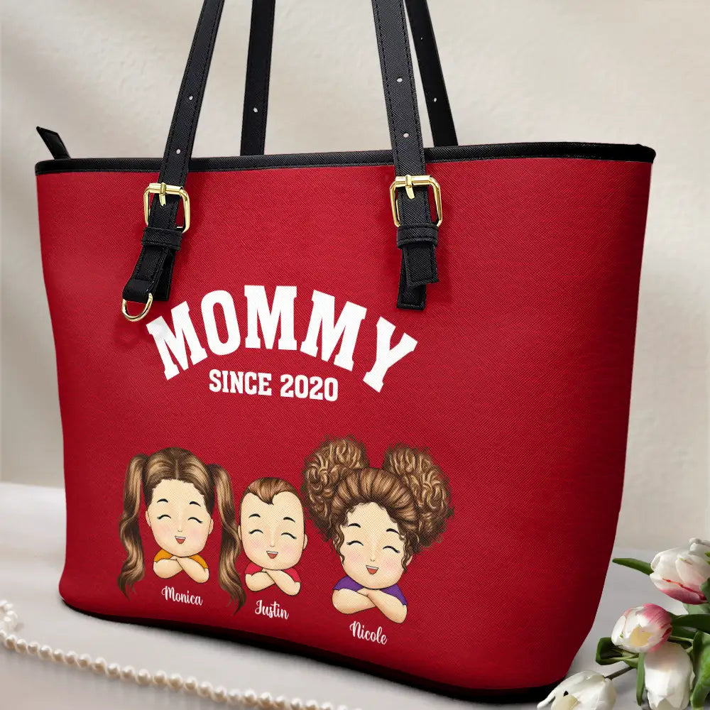 Grandma Mommy Since - Personalized Leather Tote Bag - Image 2