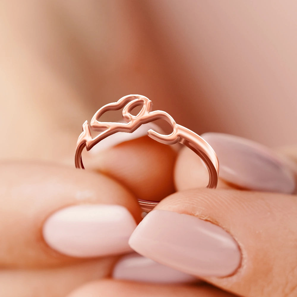 Heart Binding Name Initials - Personalized Custom Shaped Ring - Image 3