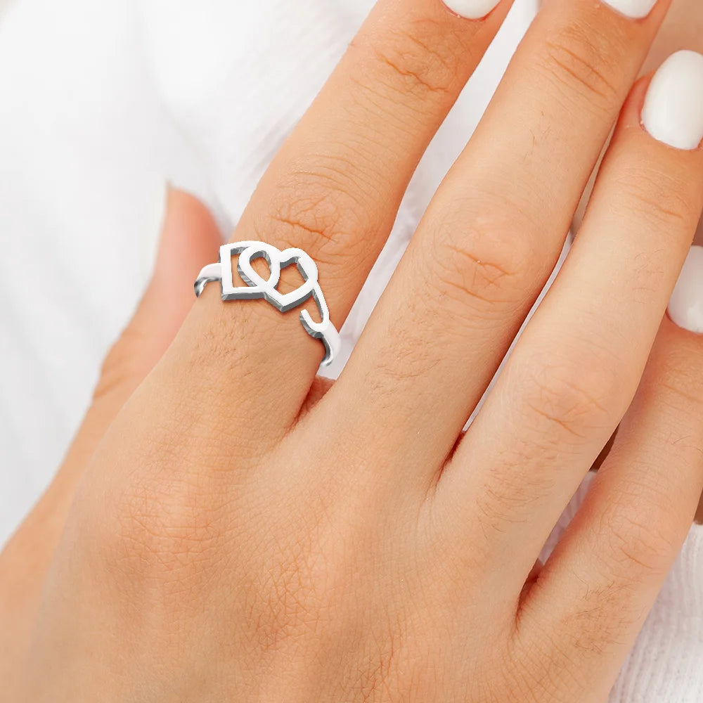 Heart Binding Name Initials - Personalized Custom Shaped Ring - Image 4