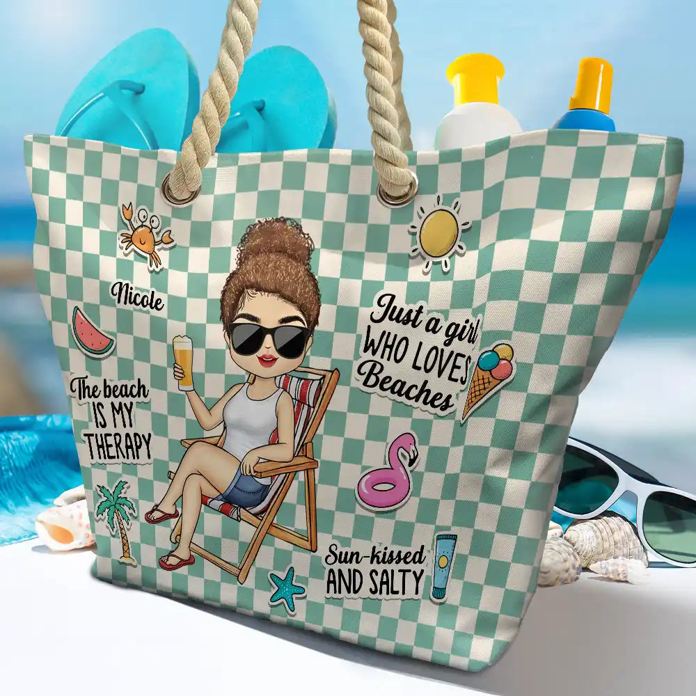 The Beach Is My Therapy - Personalized Beach Bag - Image 4