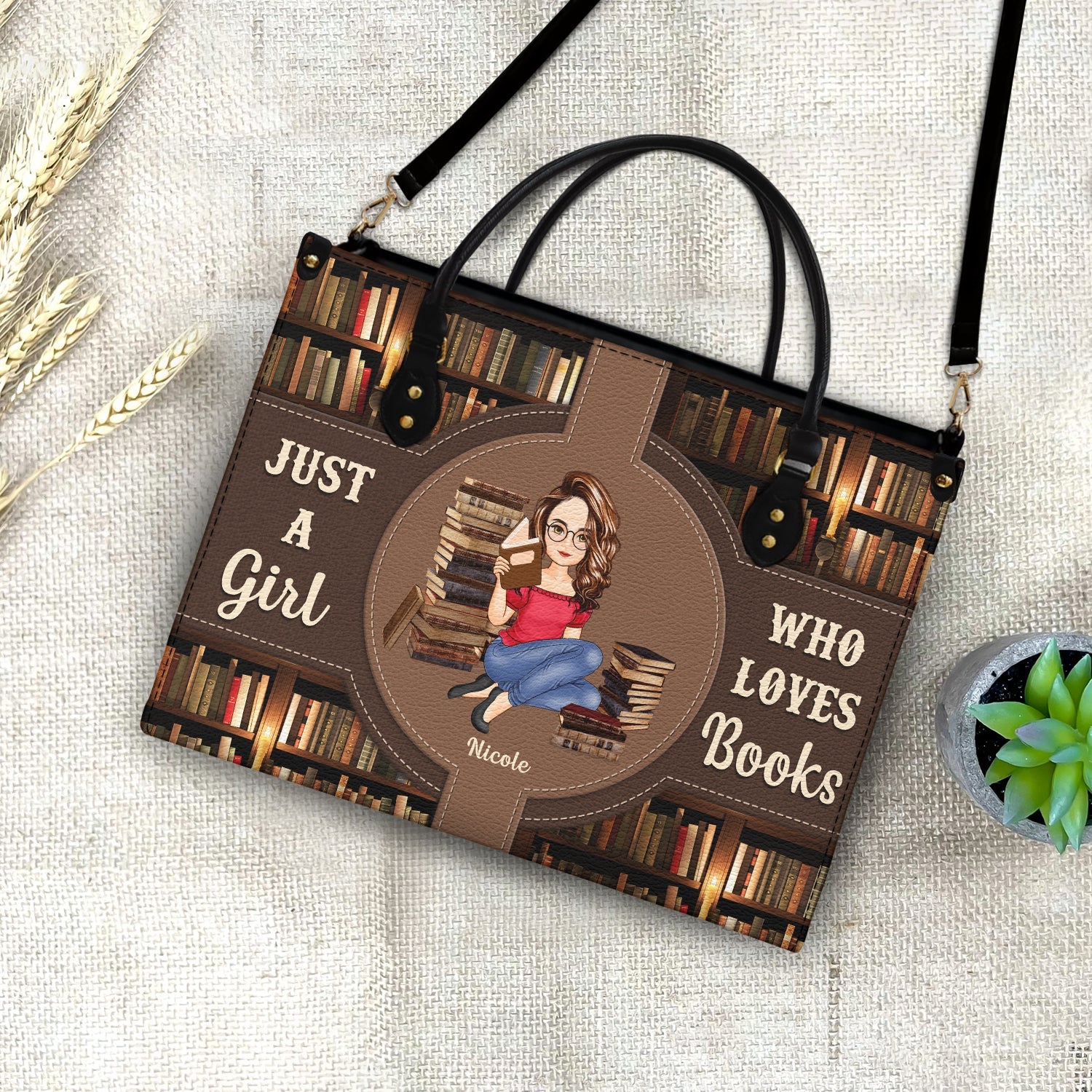 Just A Girl Who Loves Books - Gift For Reading Lovers - Personalized Leather Bag - Image 4