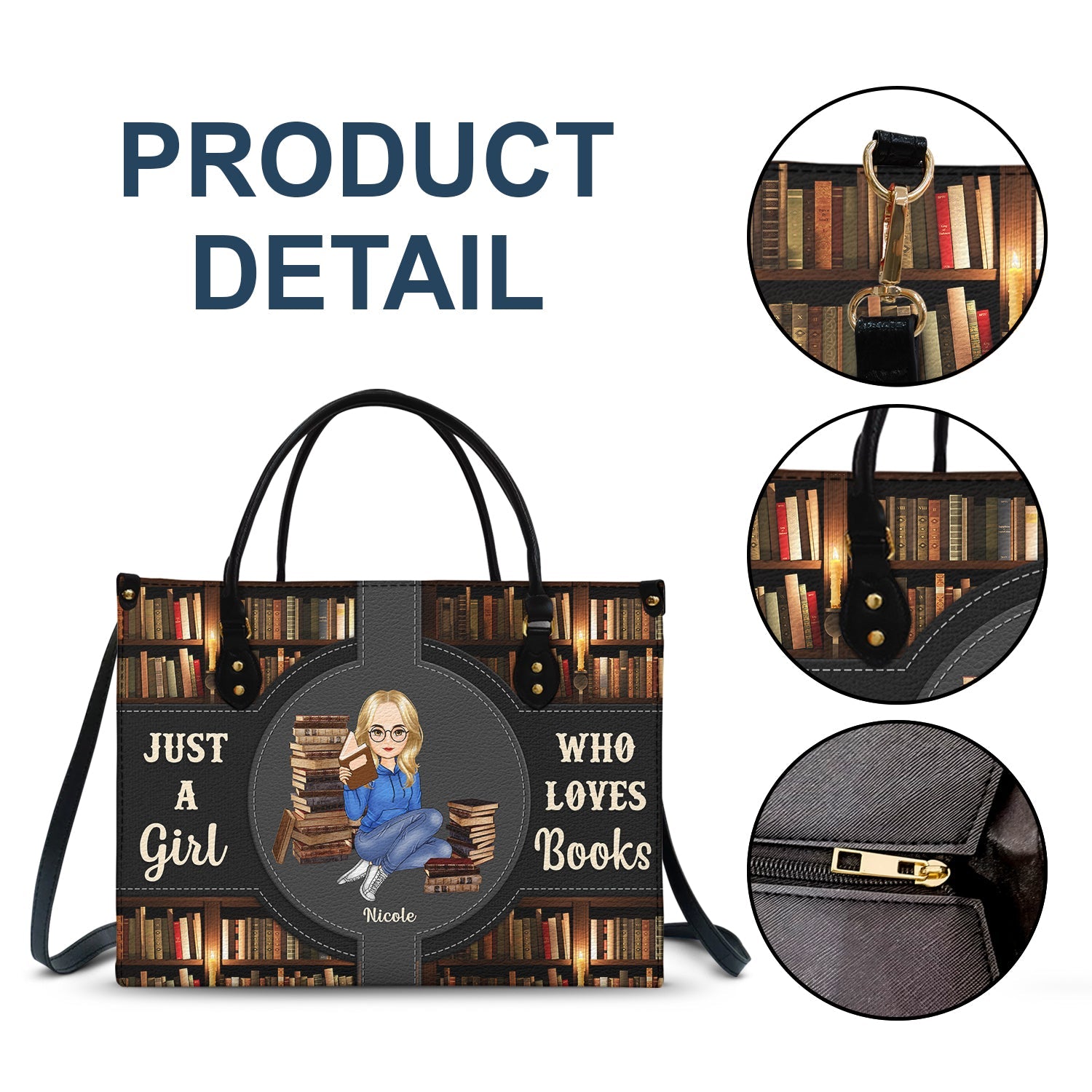 Just A Girl Who Loves Books - Gift For Reading Lovers - Personalized Leather Bag - Image 7