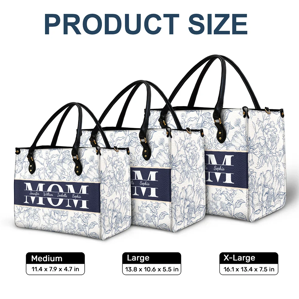 Mom Floral Design Trendy Bag - Personalized Leather Bag - Image 6