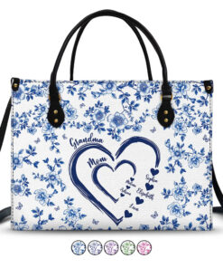 Mom Grandma Sweethearts Toile - Personalized Leather Bag