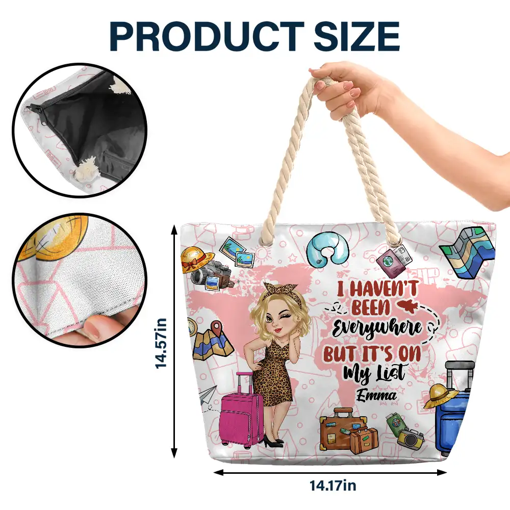 Travel Is My Therapy - Personalized Beach Bag - Image 5