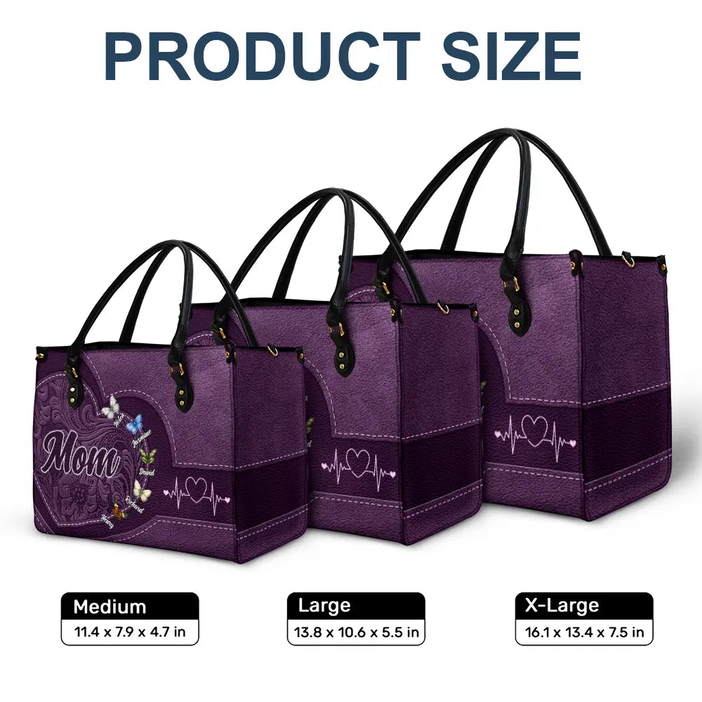 Grandma Mom Butterflies - Personalized Leather Bag - Image 6