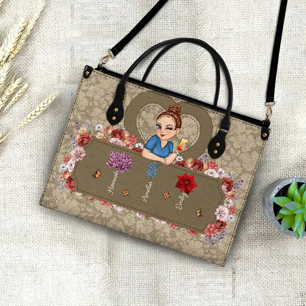 Important Nana Mom Stuff - Personalized Leather Bag - Image 4