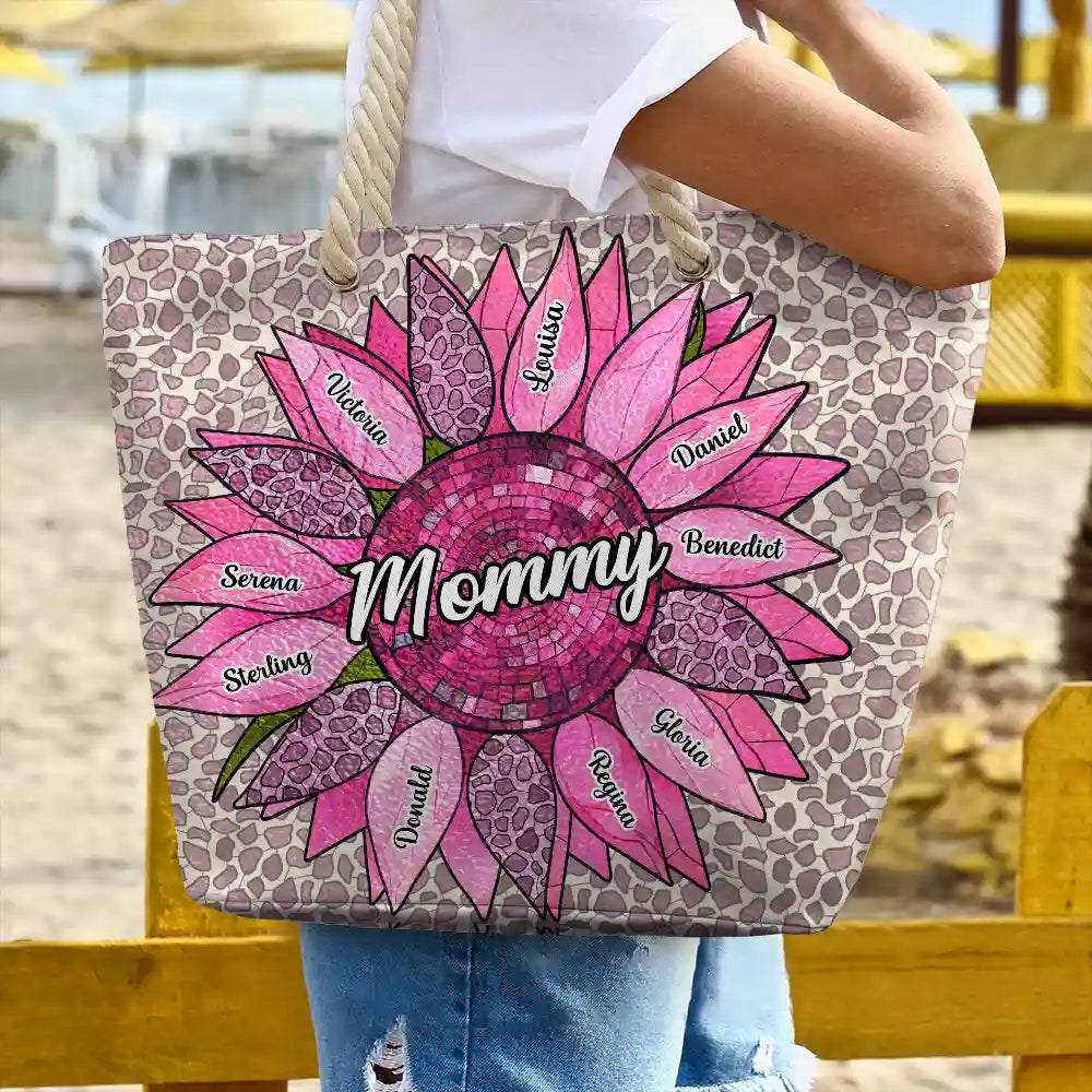 Nana Auntie Mom Family Sunflower - Personalized Beach Bag - Image 3