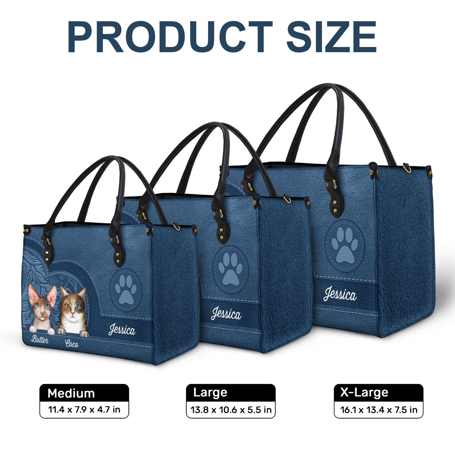 Cute Cats Aesthetic Pattern - Birthday, Loving Gift For Cat Mom, Cat Lovers - Personalized Leather Bag - Image 6