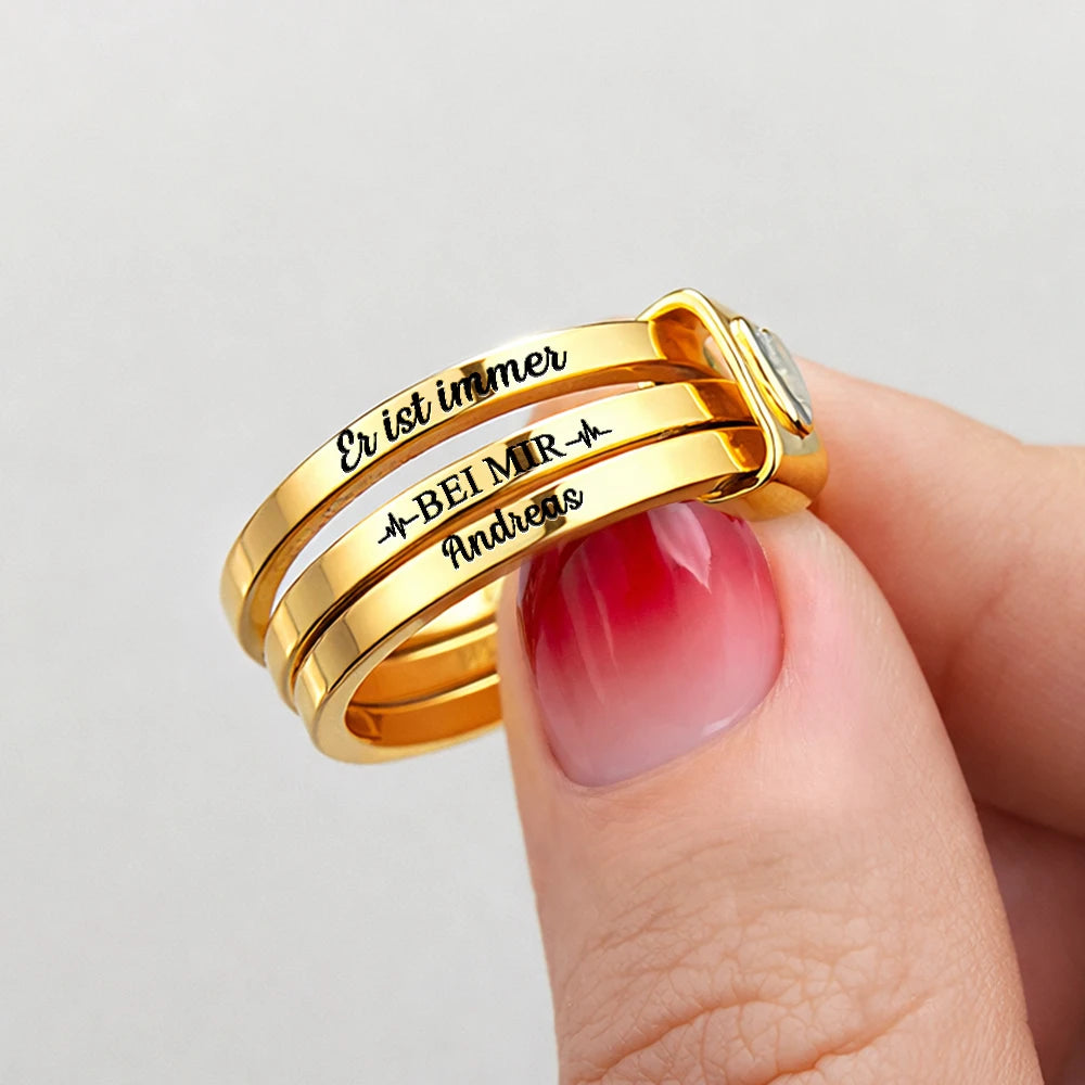 Gedenkgeschenk Ich Bin Immer Bei Dir - Personalisierte Herz-Stapelringe - Image 6