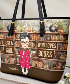 Alternative view of Reading Just A Girl Who Loves Books - Personalized Leather Tote Bag