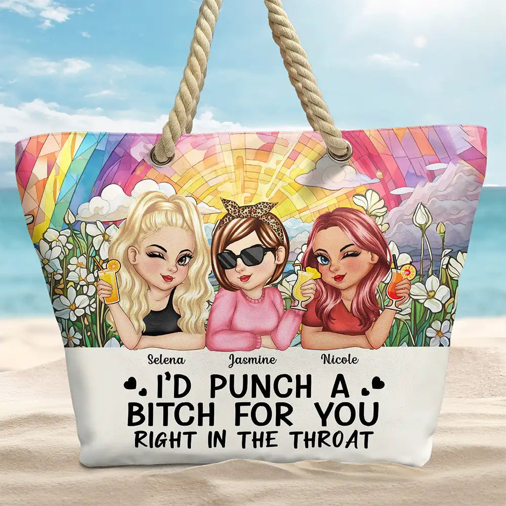 Right In The Throat Besties - Personalized Beach Bag - Image 2