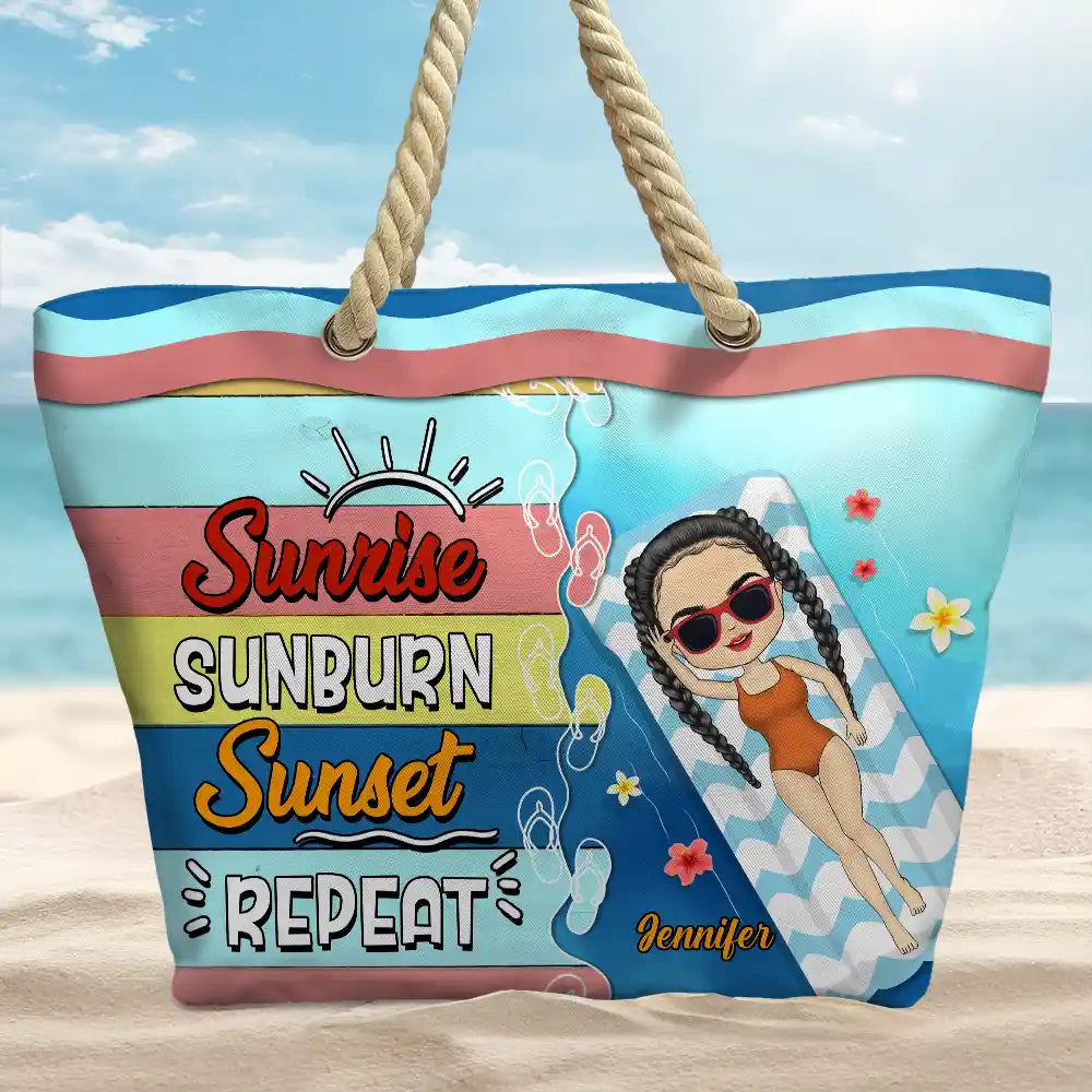 Sunrise Sunburn Sunset - Personalized Beach Bag - Image 2