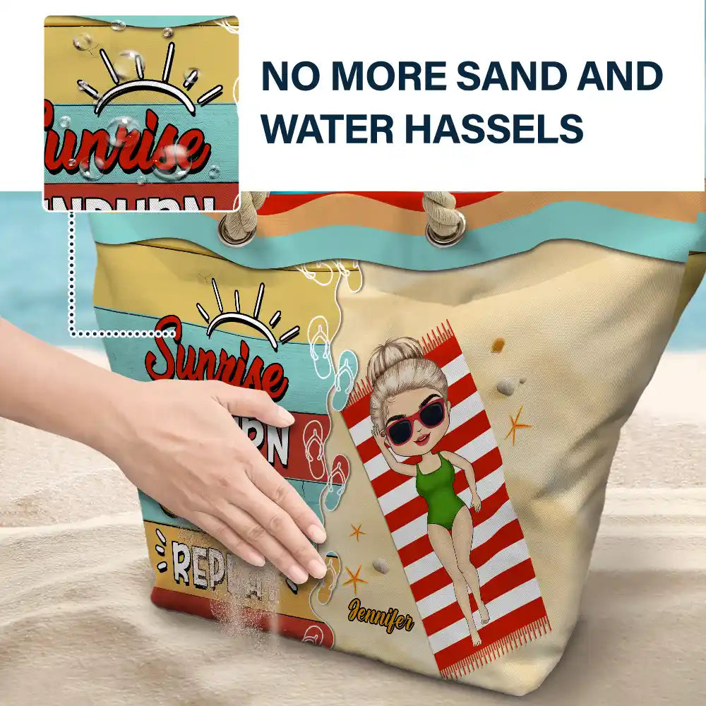 Sunrise Sunburn Sunset - Personalized Beach Bag - Image 6