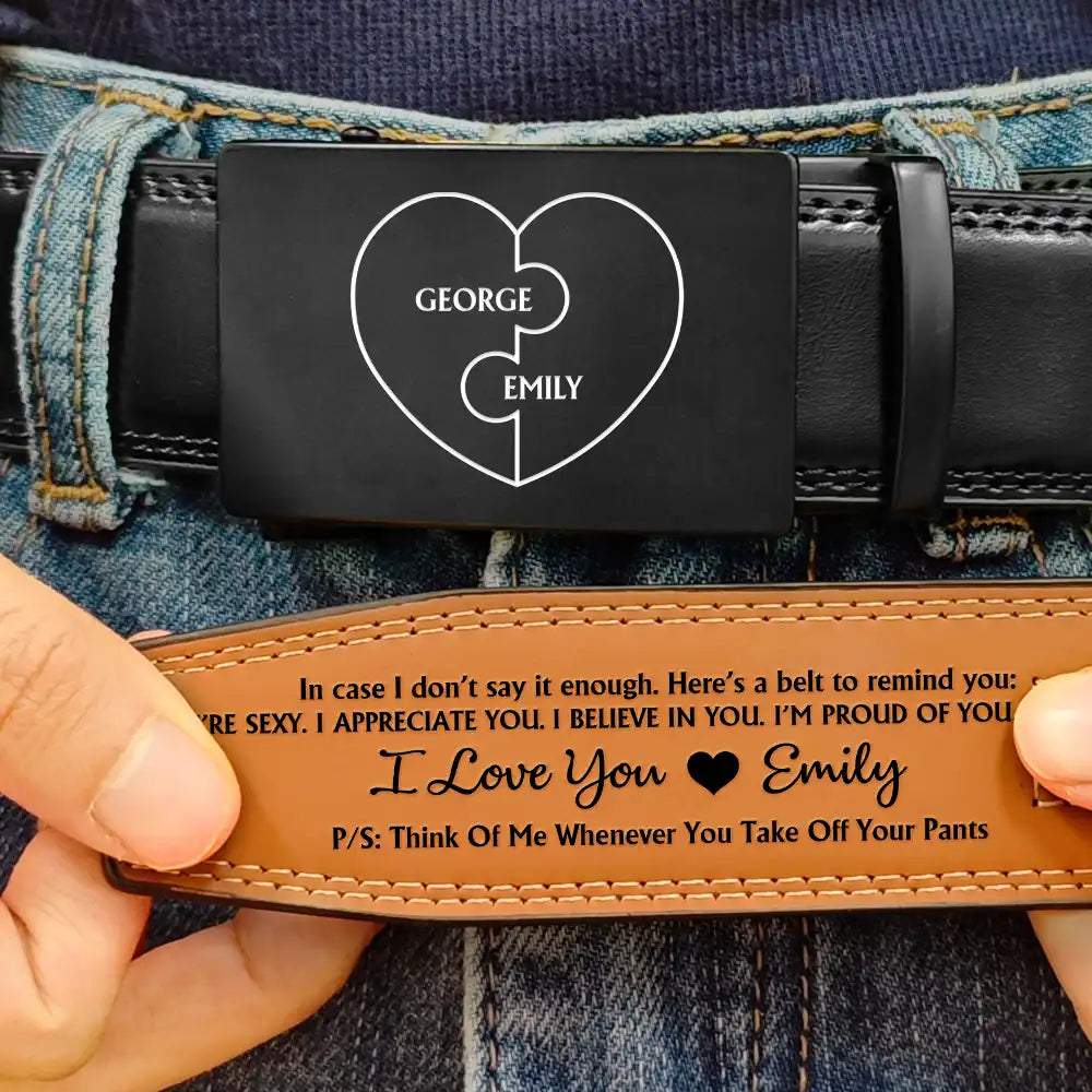 A Belt To Remind You I'm Proud Of You - Gift For Husband, Boyfriend, Anniversary - Personalized Leather Belt With Engraved Buckle - Image 3