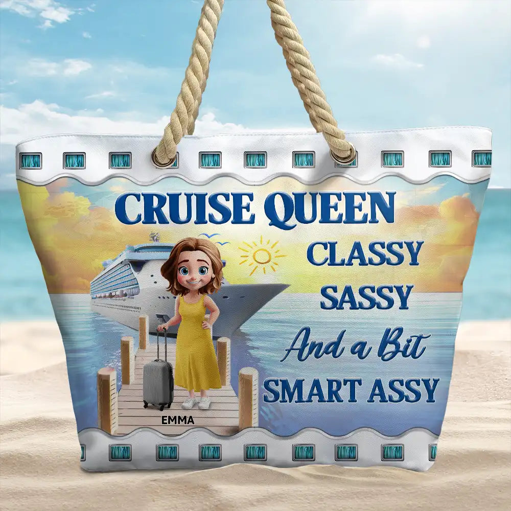 Cruise Queen Classy Sassy - Personalized Beach Bag - Image 2