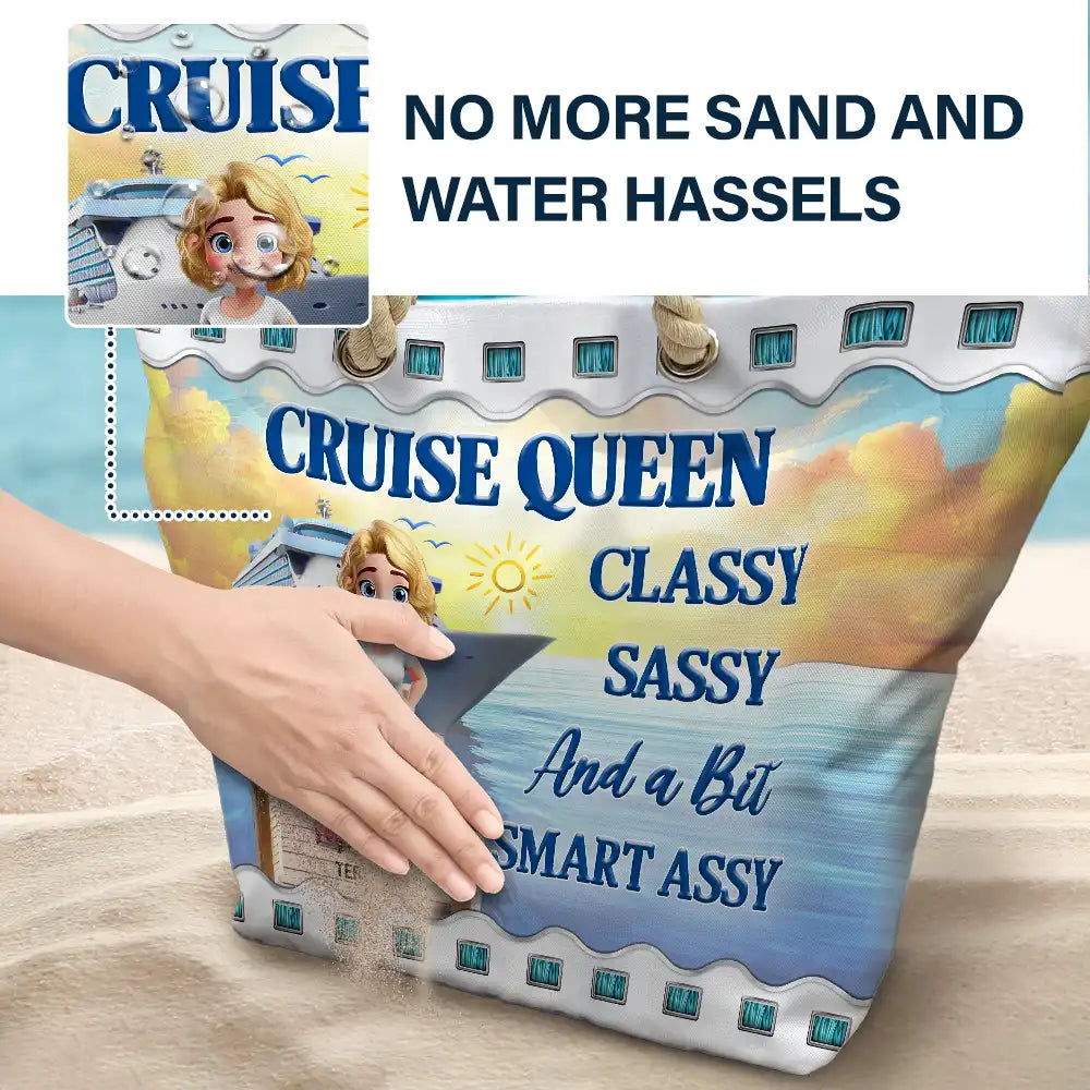 Cruise Queen Classy Sassy - Personalized Beach Bag - Image 6
