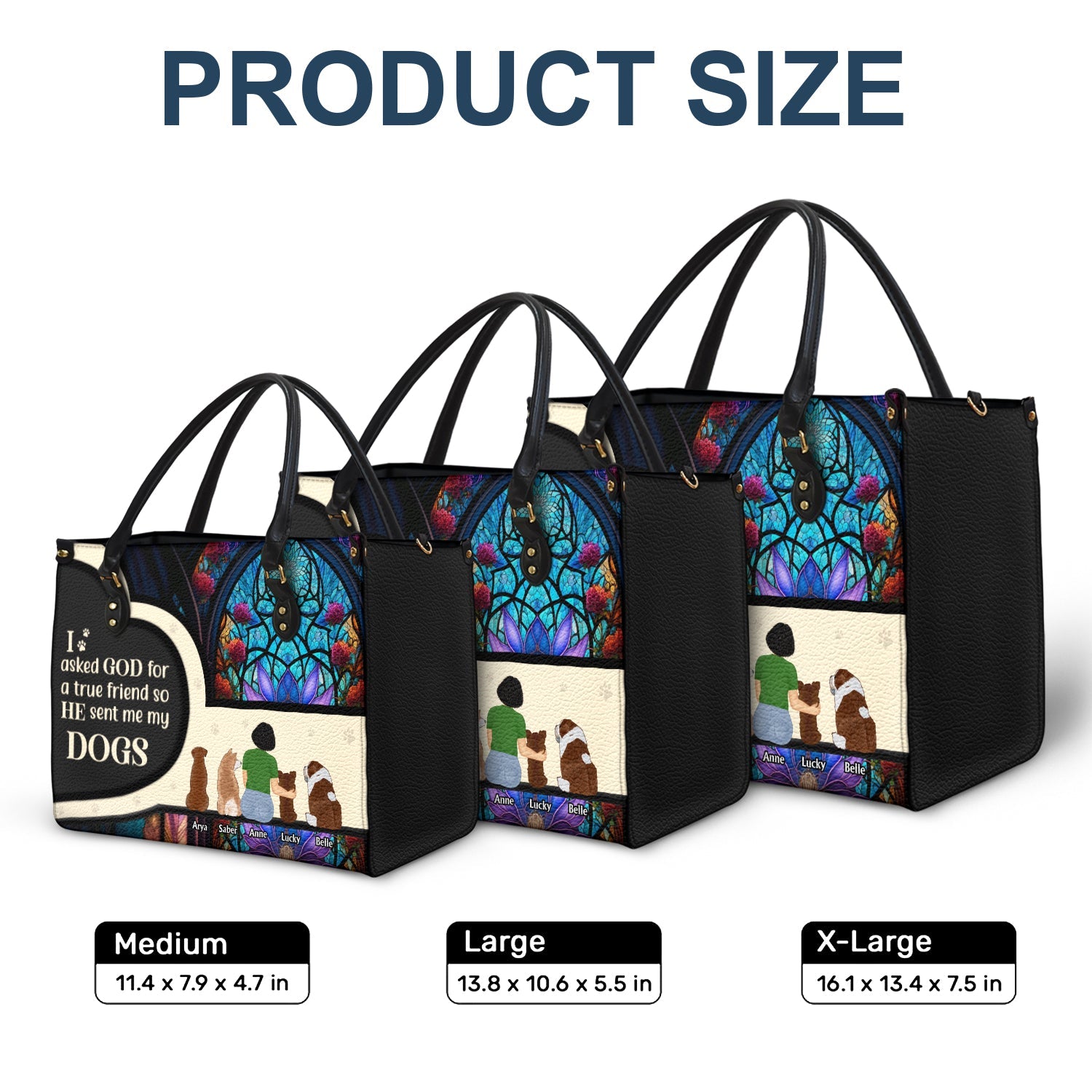 Asked God For A True Friend - Gift For Dog Mom - Personalized Leather Bag - Image 6