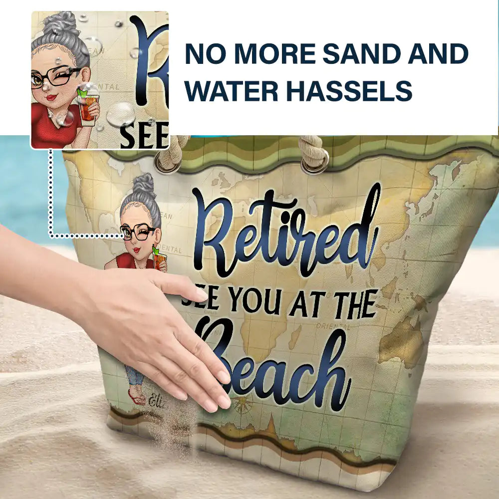 Retired See You At The Beach - Personalized Beach Bag - Image 6