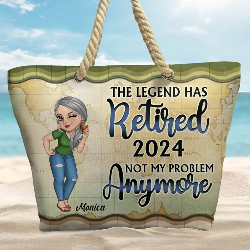 The Legend Has Retired Vintage - Personalized Beach Bag - Image 2