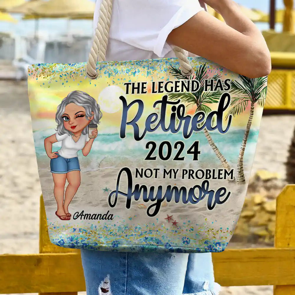 The Legend Has Retired Vintage - Personalized Beach Bag - Image 3