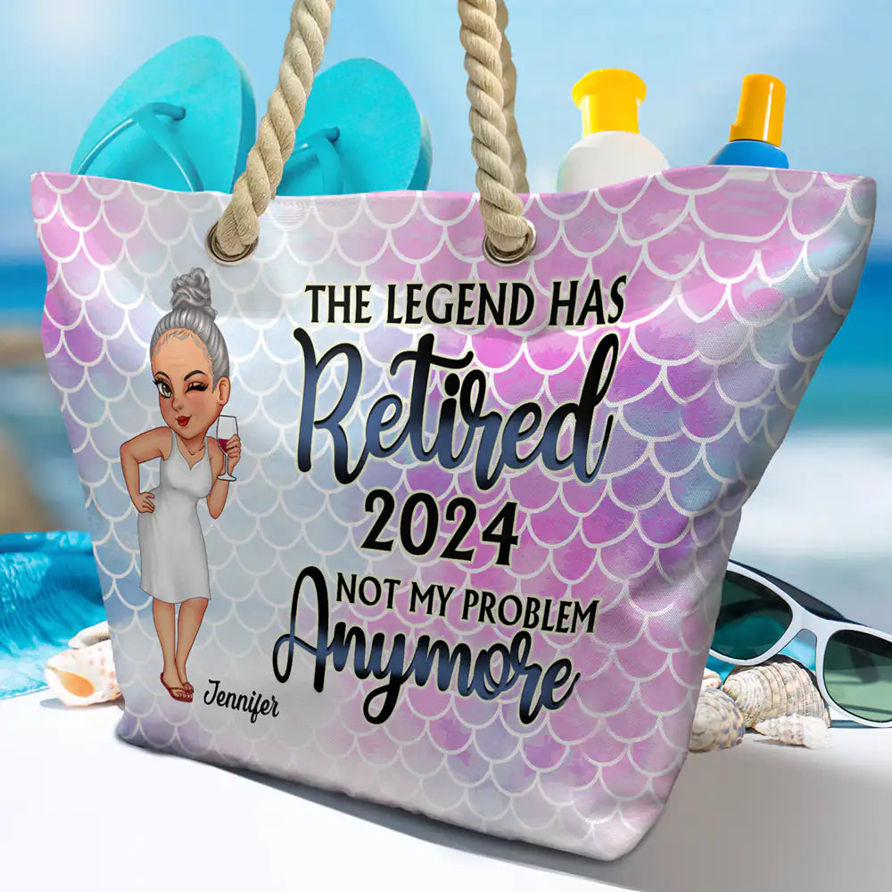 The Legend Has Retired Vintage - Personalized Beach Bag - Image 4