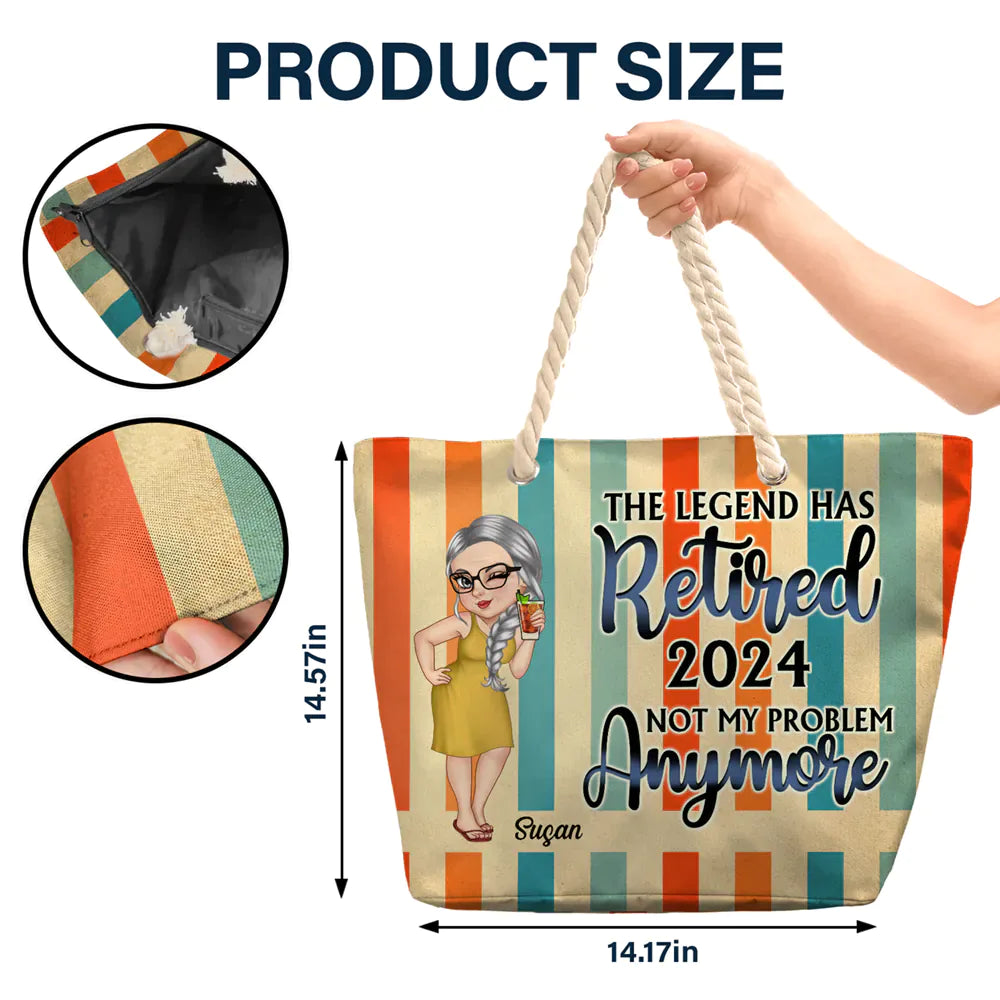 The Legend Has Retired Vintage - Personalized Beach Bag - Image 5