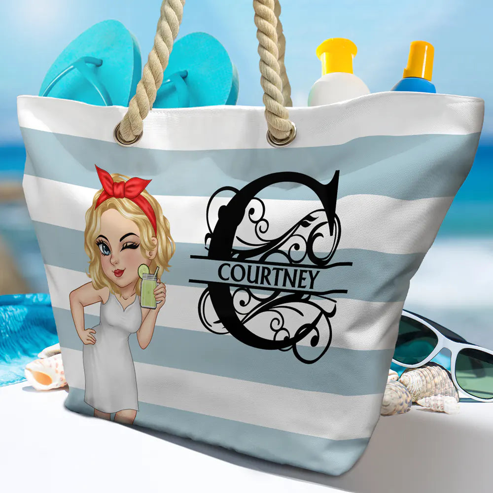 Summer Is Calling Beach Vacation Monogram - Personalized Beach Bag - Image 4