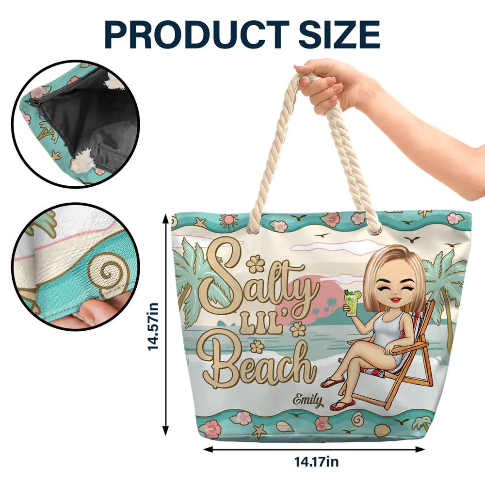 Just A Girl Who Loves Beaches - Personalized Beach Bag - Image 5