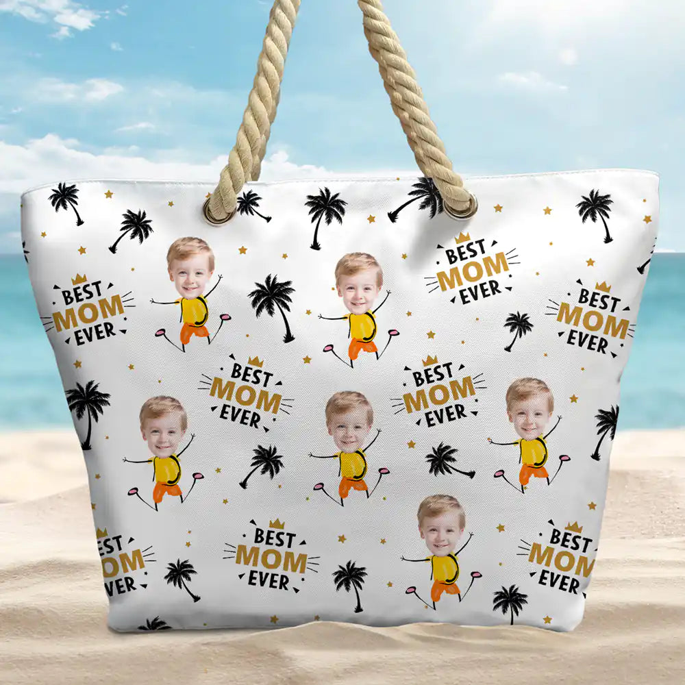 Custom Photo Best Nana Ever - Personalized Beach Bag - Image 3