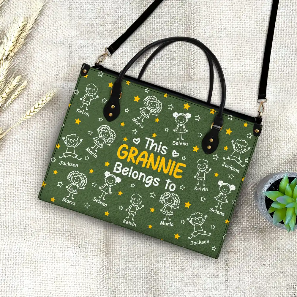 This Grandma Mom Belongs To Kids Pet - Personalized Leather Bag - Image 4