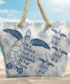 Alternative view of Toile De Jouy World Full Of Grandmas - Personalized Beach Bag