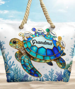 Turtle Mom Grandma - Personalized Beach Bag